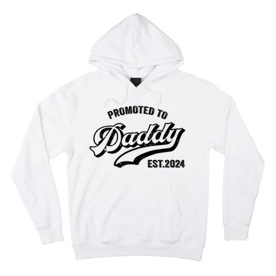 Promoted To Daddy 2024 Funny Humor New Dad Baby First Time Fathers Day Hoodie