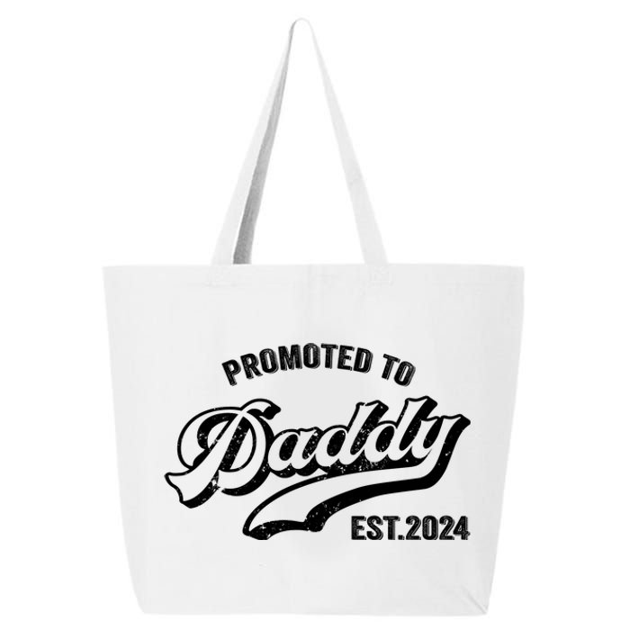 Promoted To Daddy 2024 Funny Humor New Dad Baby First Time Fathers Day 25L Jumbo Tote