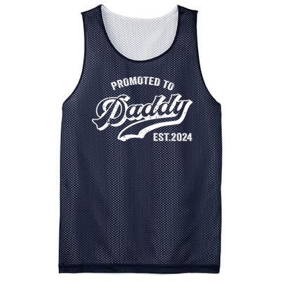 Promoted To Daddy 2024 Funny Humor New Dad Baby First Time Fathers Day Mesh Reversible Basketball Jersey Tank