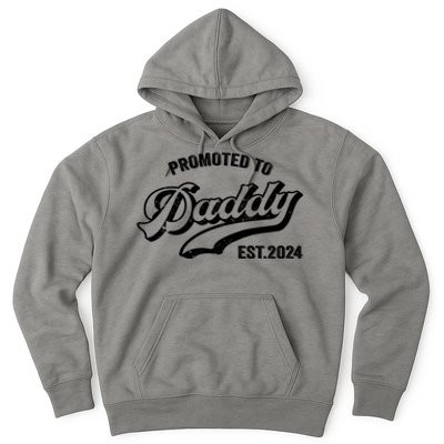 Promoted To Daddy 2024 Funny Humor New Dad Baby First Time Fathers Day Hoodie