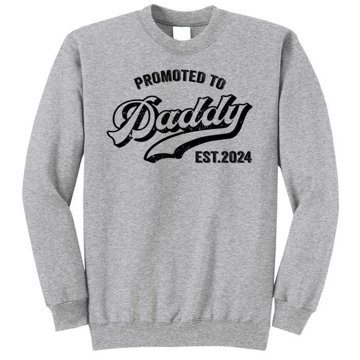 Promoted To Daddy 2024 Funny Humor New Dad Baby First Time Fathers Day Sweatshirt