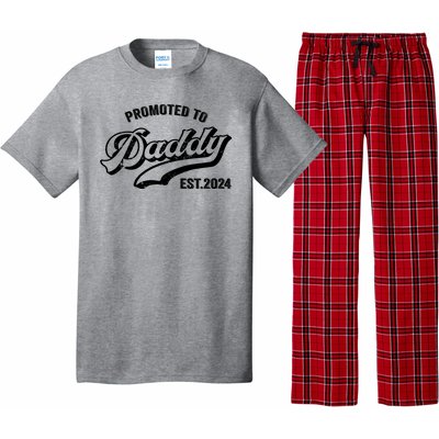 Promoted To Daddy 2024 Funny Humor New Dad Baby First Time Fathers Day Pajama Set