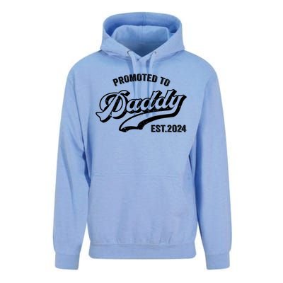 Promoted To Daddy 2024 Funny Humor New Dad Baby First Time Fathers Day Unisex Surf Hoodie