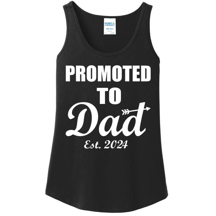 Promoted To Dad Est 2024 New Dad Ladies Essential Tank