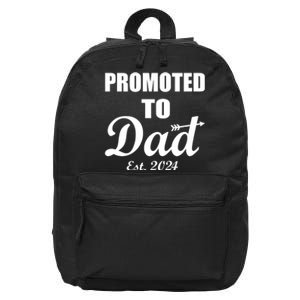 Promoted To Dad Est 2024 New Dad 16 in Basic Backpack