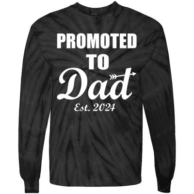 Promoted To Dad Est 2024 New Dad Tie-Dye Long Sleeve Shirt