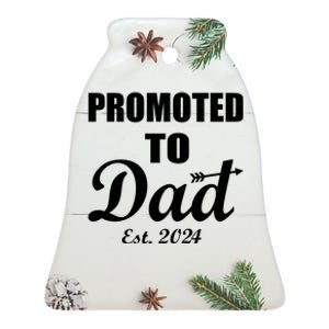 Promoted To Dad Est 2024 New Dad Ceramic Bell Ornament