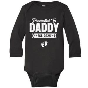 Promoted To Daddy Est. 2024 Baby Gift For New Daddy Baby Long Sleeve Bodysuit