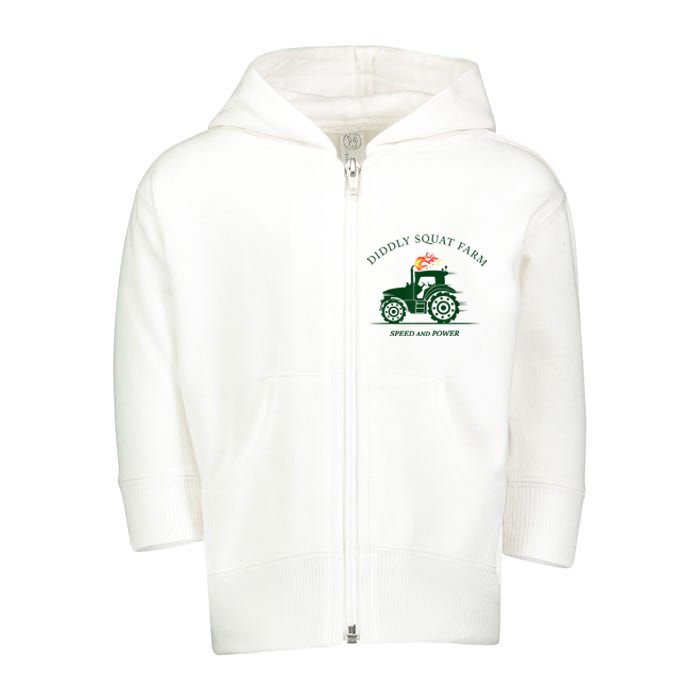 Perfect Tractor Design Diddly Squat Farm Speed And Power Toddler Zip Fleece Hoodie