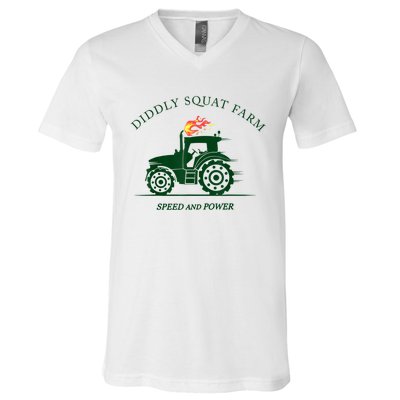 Perfect Tractor Design Diddly Squat Farm Speed And Power V-Neck T-Shirt