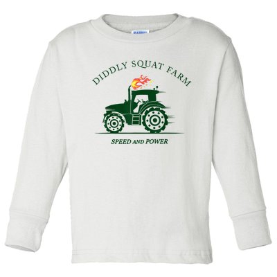 Perfect Tractor Design Diddly Squat Farm Speed And Power Toddler Long Sleeve Shirt