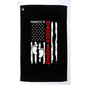 Promoted To Daddy 2024 First Time Fathers Day New Dad Gift Platinum Collection Golf Towel