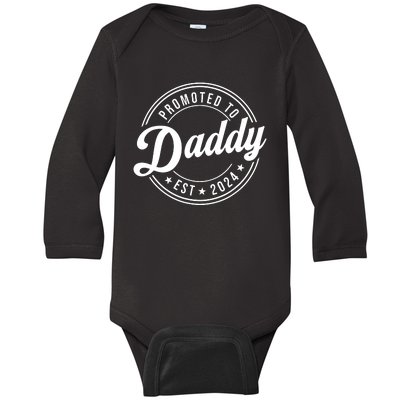 Promoted To Daddy 2024 Soon To Be Daddy Gift New Dad Baby Long Sleeve Bodysuit