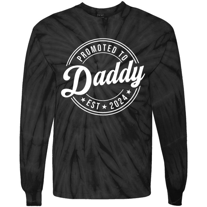 Promoted To Daddy 2024 Soon To Be Daddy Gift New Dad Tie-Dye Long Sleeve Shirt