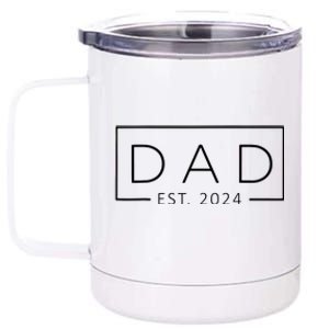 Promoted To Daddy Est 2024 Fathers Day First Time Dad 2024 12 oz Stainless Steel Tumbler Cup