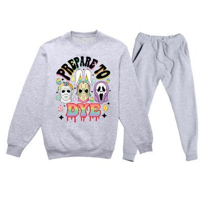 Prepare To Dye Easter Bunny Horror Movie Characters Premium Crewneck Sweatsuit Set