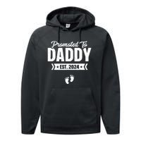 Promoted To Daddy Est 2024 Shirts Baby Gift For New Daddy Performance Fleece Hoodie