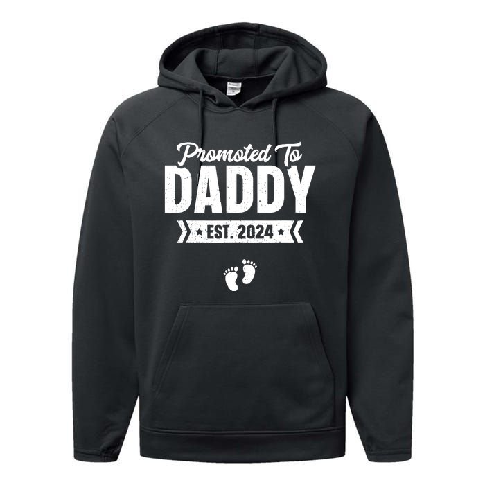 Promoted To Daddy Est 2024 Shirts Baby Gift For New Daddy Performance Fleece Hoodie