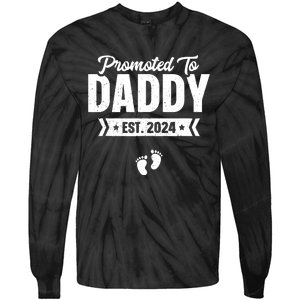 Promoted To Daddy Est 2024 Shirts Baby Gift For New Daddy Tie-Dye Long Sleeve Shirt