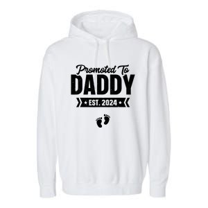 Promoted To Daddy Est 2024 Shirts Baby Gift For New Daddy Garment-Dyed Fleece Hoodie