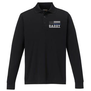 Promoted To Daddy Funny Police Officer Future Father Dad Performance Long Sleeve Polo