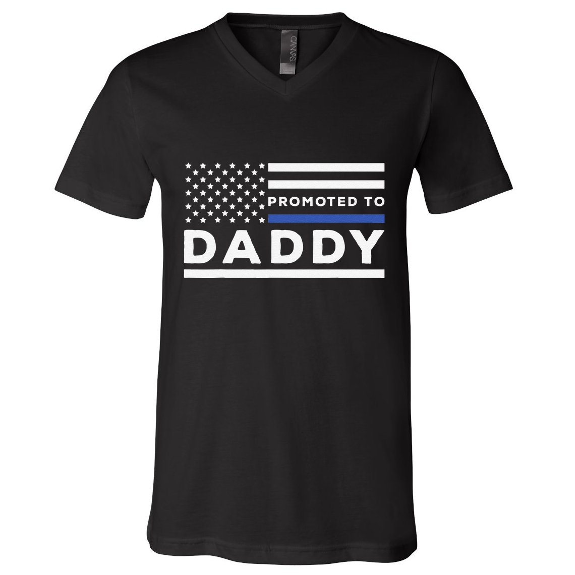 Promoted To Daddy Funny Police Officer Future Father Dad V-Neck T-Shirt