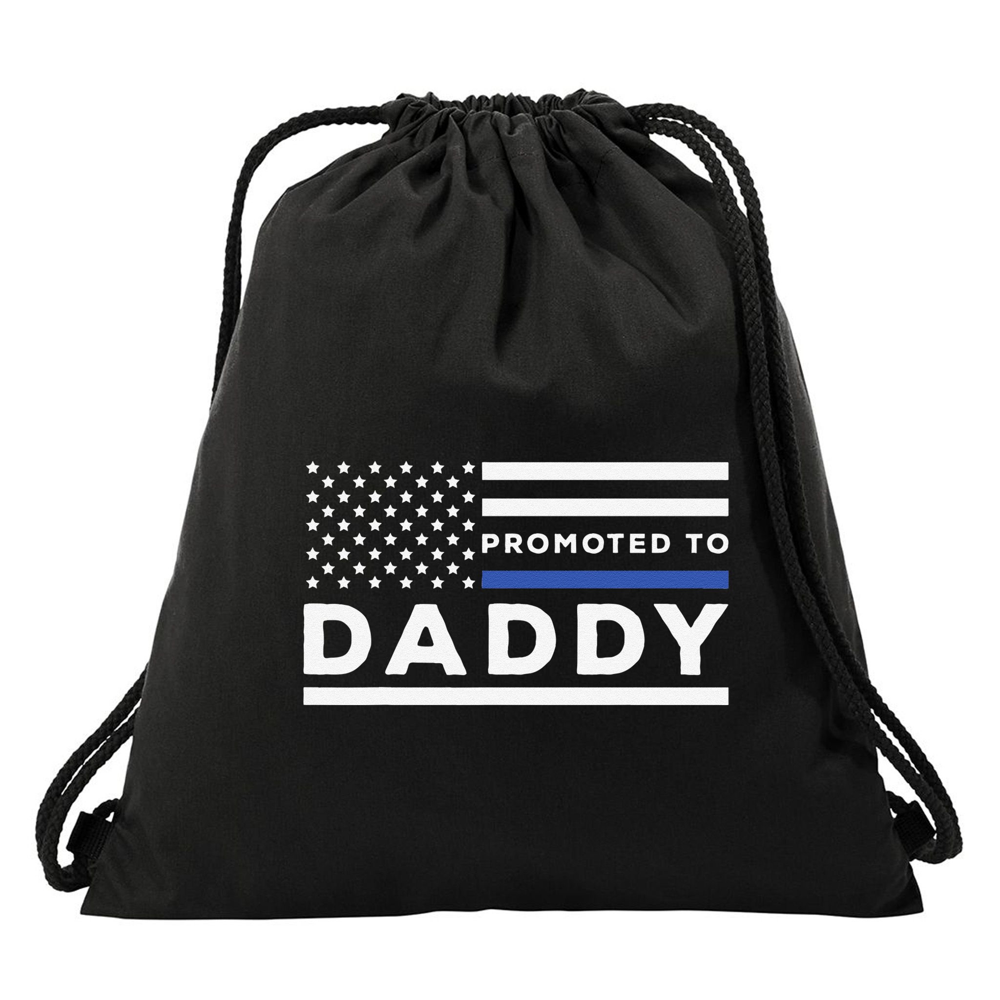 Promoted To Daddy Funny Police Officer Future Father Dad Drawstring Bag