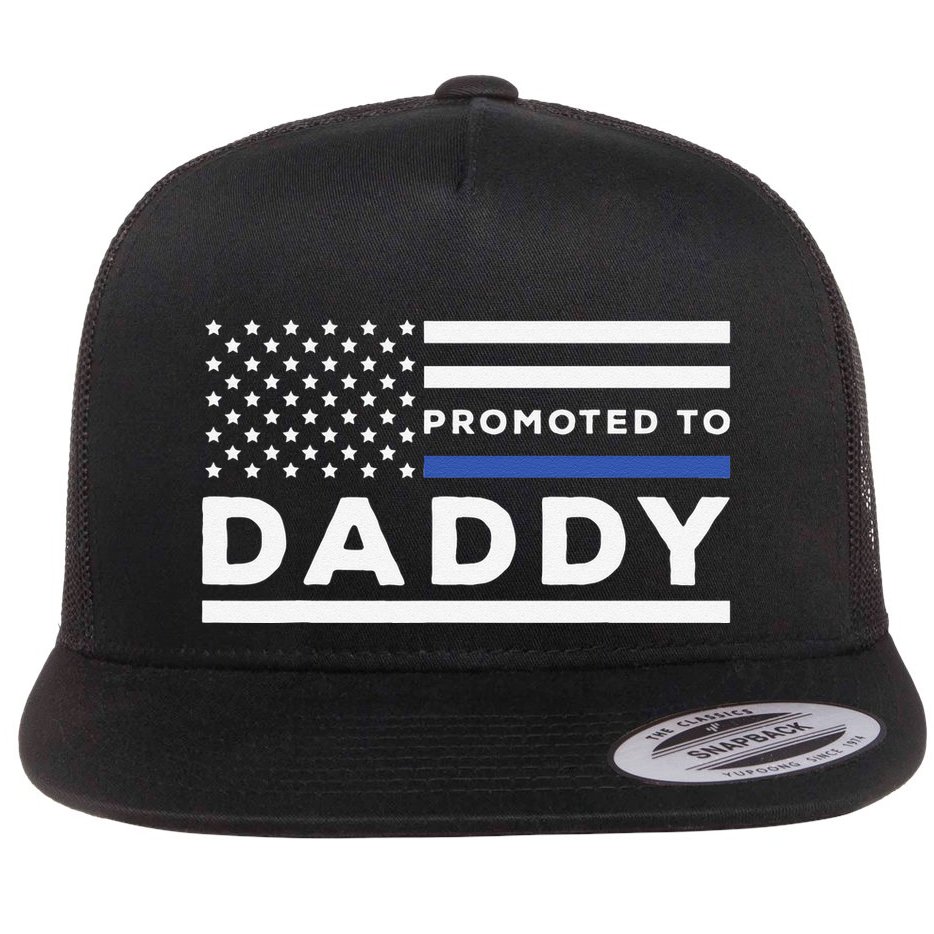 Promoted To Daddy Funny Police Officer Future Father Dad Flat Bill Trucker Hat