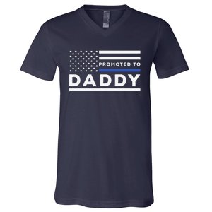 Promoted To Daddy Funny Police Officer Future Father Dad V-Neck T-Shirt