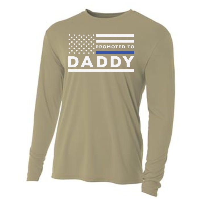 Promoted To Daddy Funny Police Officer Future Father Dad Cooling Performance Long Sleeve Crew