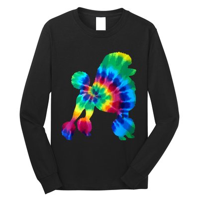 Poodle Tie Dye Vintage Hippie Dog Mom Dad Poodle Long Sleeve Shirt