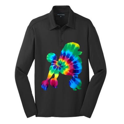 Poodle Tie Dye Vintage Hippie Dog Mom Dad Poodle Silk Touch Performance Long Sleeve Polo