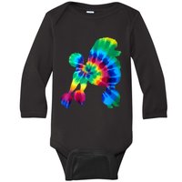 Poodle Tie Dye Vintage Hippie Dog Mom Dad Poodle Baby Long Sleeve Bodysuit