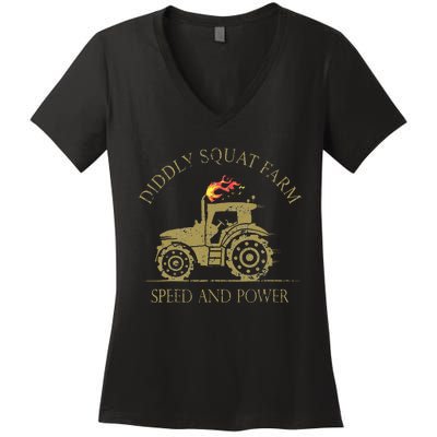 Perfect Tractor Design Diddly Squat Farm Speed And Power Women's V-Neck T-Shirt