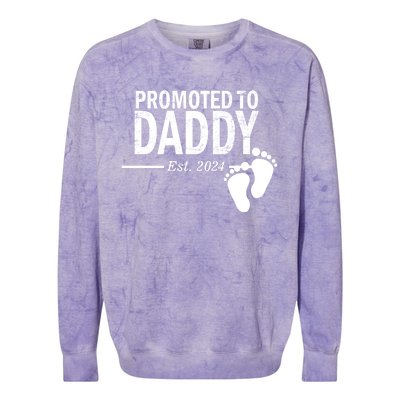 Promoted To Daddy Established 2024 New Dad Colorblast Crewneck Sweatshirt