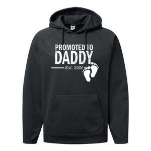 Promoted To Daddy Established 2024 New Dad Performance Fleece Hoodie