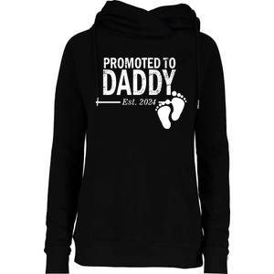 Promoted To Daddy Established 2024 New Dad Womens Funnel Neck Pullover Hood