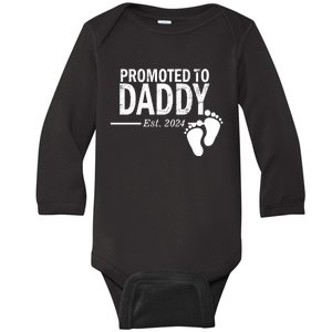 Promoted To Daddy Established 2024 New Dad Baby Long Sleeve Bodysuit