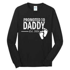 Promoted To Daddy Established 2024 New Dad Tall Long Sleeve T-Shirt