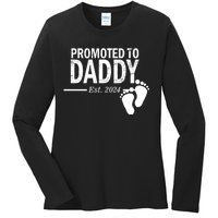 Promoted To Daddy Established 2024 New Dad Ladies Long Sleeve Shirt