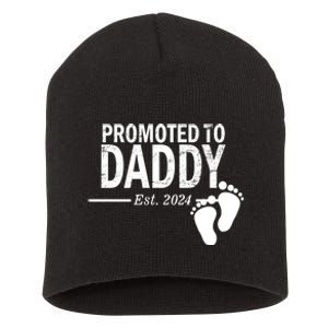 Promoted To Daddy Established 2024 New Dad Short Acrylic Beanie