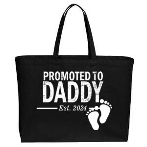 Promoted To Daddy Established 2024 New Dad Cotton Canvas Jumbo Tote