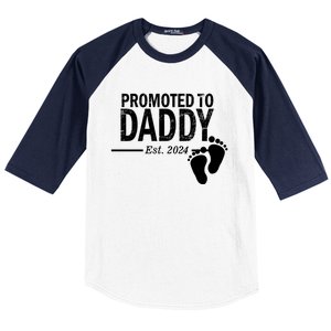 Promoted To Daddy Established 2024 New Dad Baseball Sleeve Shirt