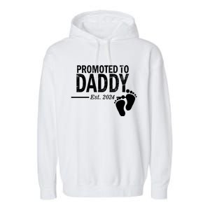 Promoted To Daddy Established 2024 New Dad Garment-Dyed Fleece Hoodie