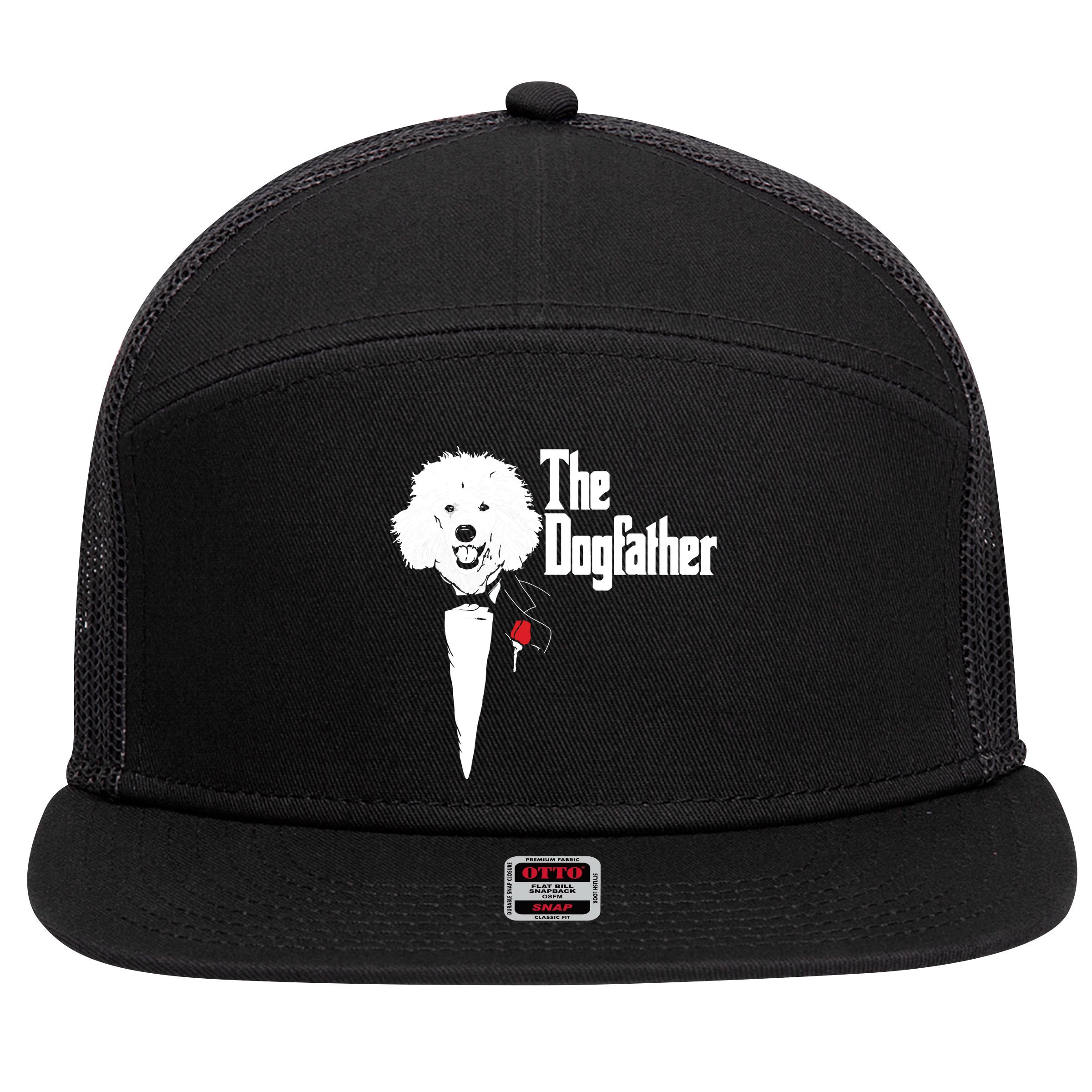 Poodle The DogFather Poodle Poodle Dog Dad 7 Panel Mesh Trucker Snapback Hat