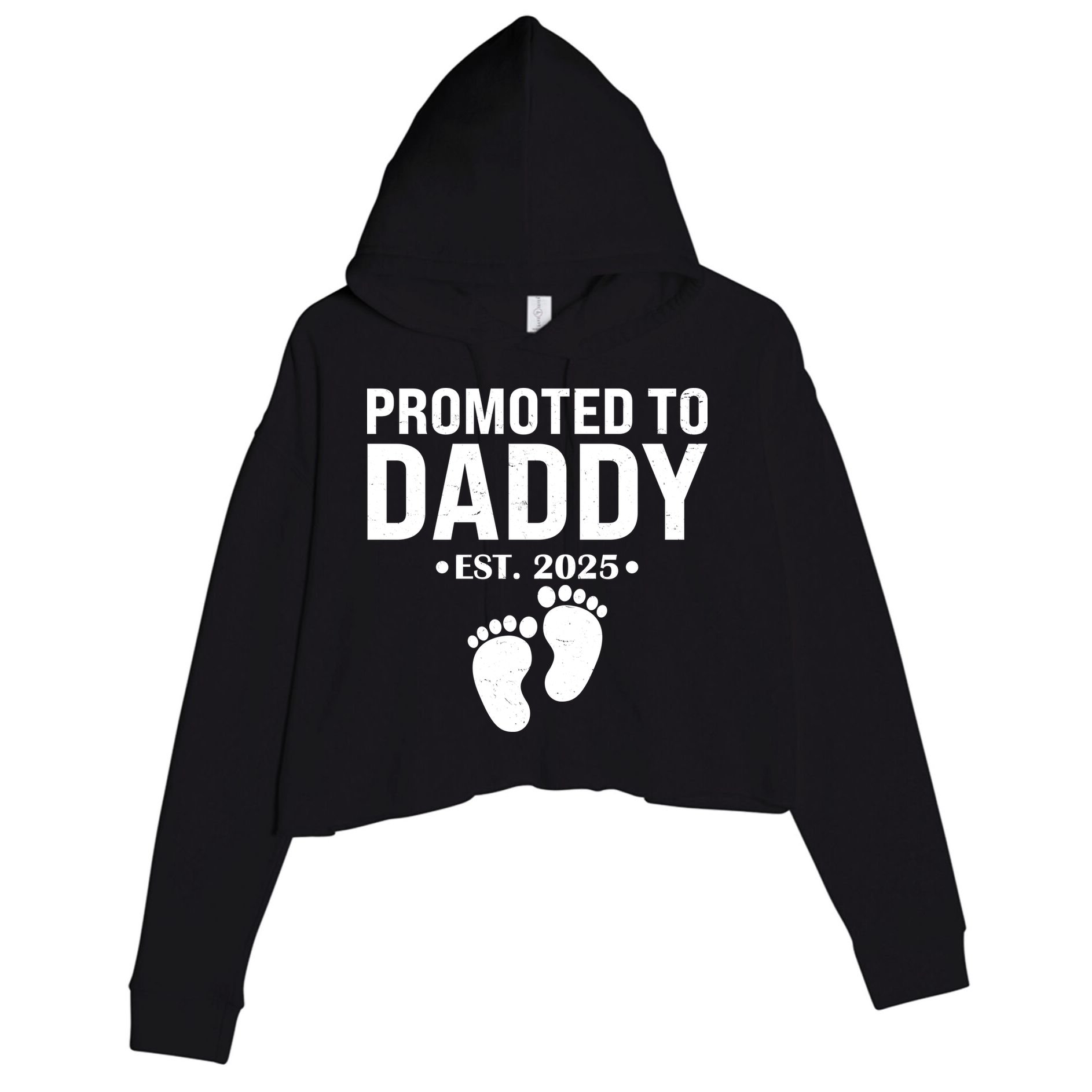 Promoted To Daddy Established 2025 New Dad Crop Fleece Hoodie