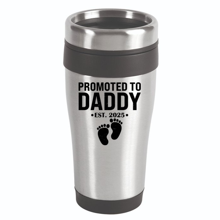 Promoted To Daddy Established 2025 New Dad 16oz Travel Tumbler