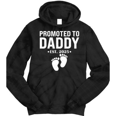 Promoted To Daddy Established 2025 New Dad Tie Dye Hoodie
