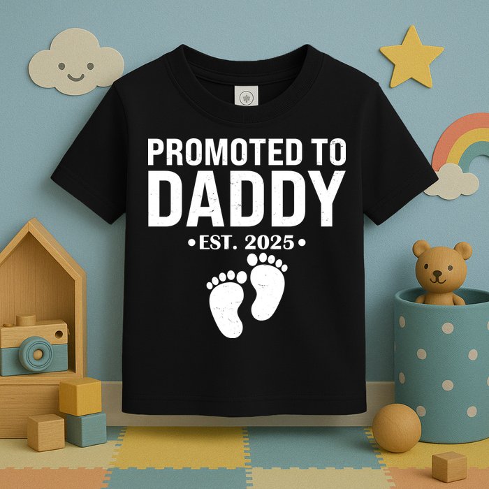 Promoted To Daddy Established 2025 New Dad Toddler T-Shirt