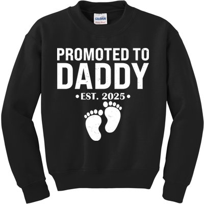 Promoted To Daddy Established 2025 New Dad Kids Sweatshirt